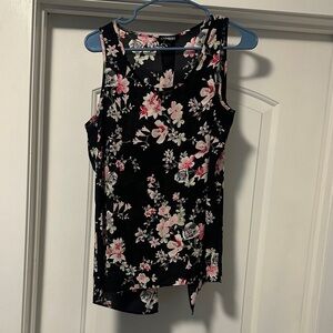 Express Black and Pink Floral Tank Top